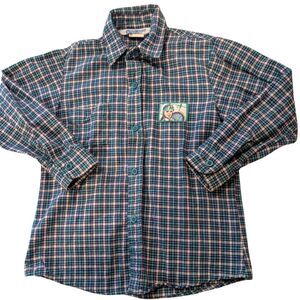 Vintage 1980s Oshkosh B'Gosh‎ Boys Plaid Aviator Patch Button Down Shirt